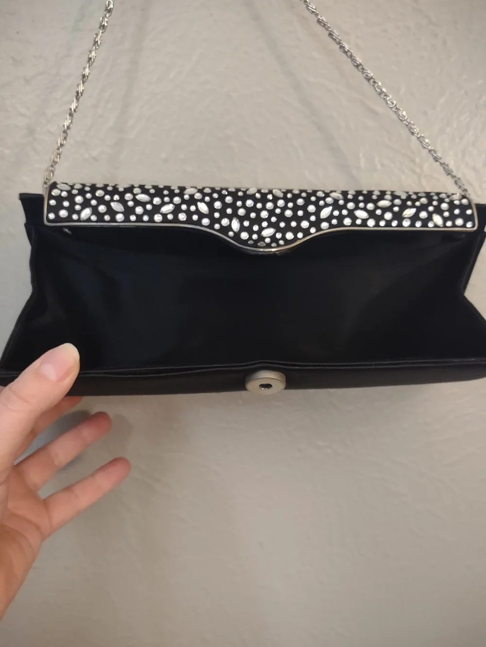 Kate Landry Crystal Embellished Satin Evening Clutch